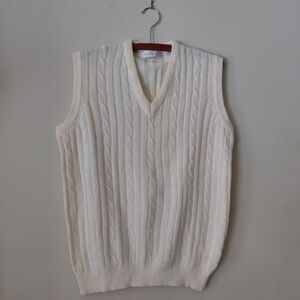 Northern Isles Classic Cable Knit V-Neck Sweater Vest Mens 42 Preppy 1980s SOFT